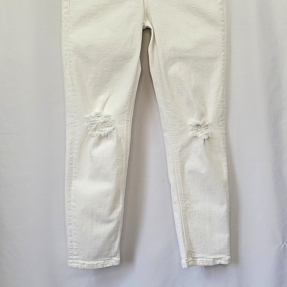 Anthro/ Pilcro & the Letterpress High Rise Distressed Ankle Jeans White Size 27 - Picture 6 of 13